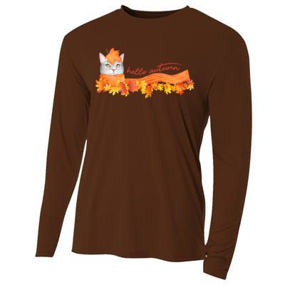 Hello Autumn Cute Cat Cooling Performance Long Sleeve Crew