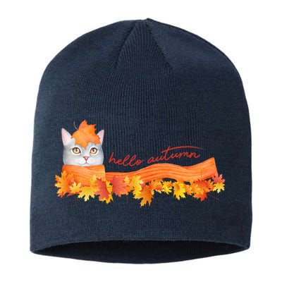 Hello Autumn Cute Cat Sustainable Beanie