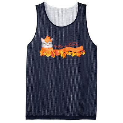 Hello Autumn Cute Cat Mesh Reversible Basketball Jersey Tank