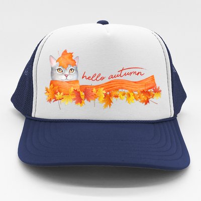 Hello Autumn Cute Cat Trucker Hat