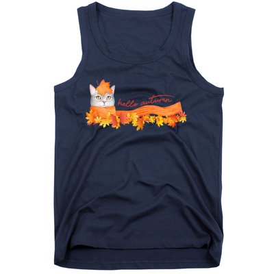 Hello Autumn Cute Cat Tank Top