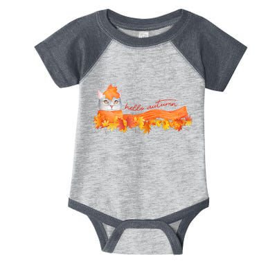 Hello Autumn Cute Cat Infant Baby Jersey Bodysuit