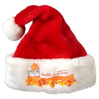 Hello Autumn Cute Cat Premium Christmas Santa Hat