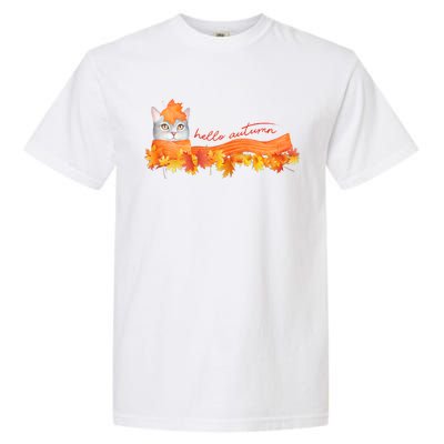 Hello Autumn Cute Cat Garment-Dyed Heavyweight T-Shirt