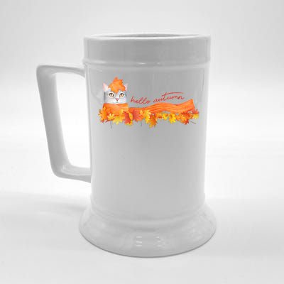 Hello Autumn Cute Cat Beer Stein