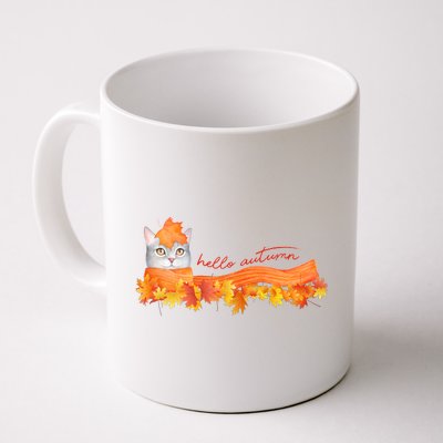 Hello Autumn Cute Cat Coffee Mug