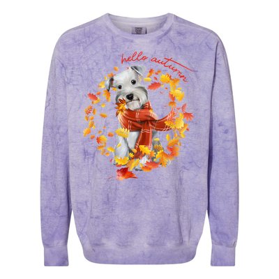 Hello Autumn Cute Dog Colorblast Crewneck Sweatshirt