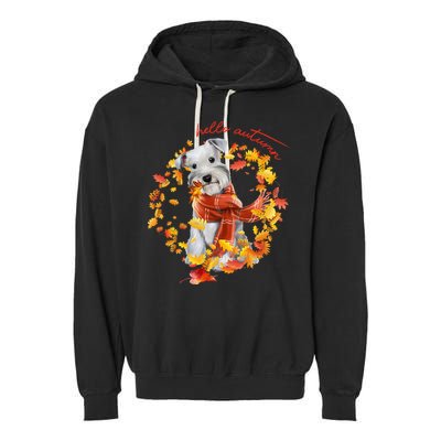 Hello Autumn Cute Dog Garment-Dyed Fleece Hoodie