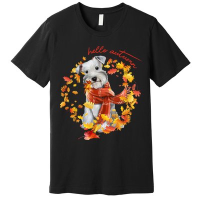 Hello Autumn Cute Dog Premium T-Shirt
