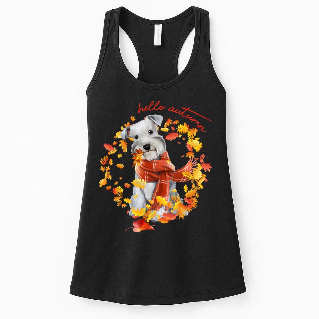 Hello Autumn Cute Dog Womens Tank Top