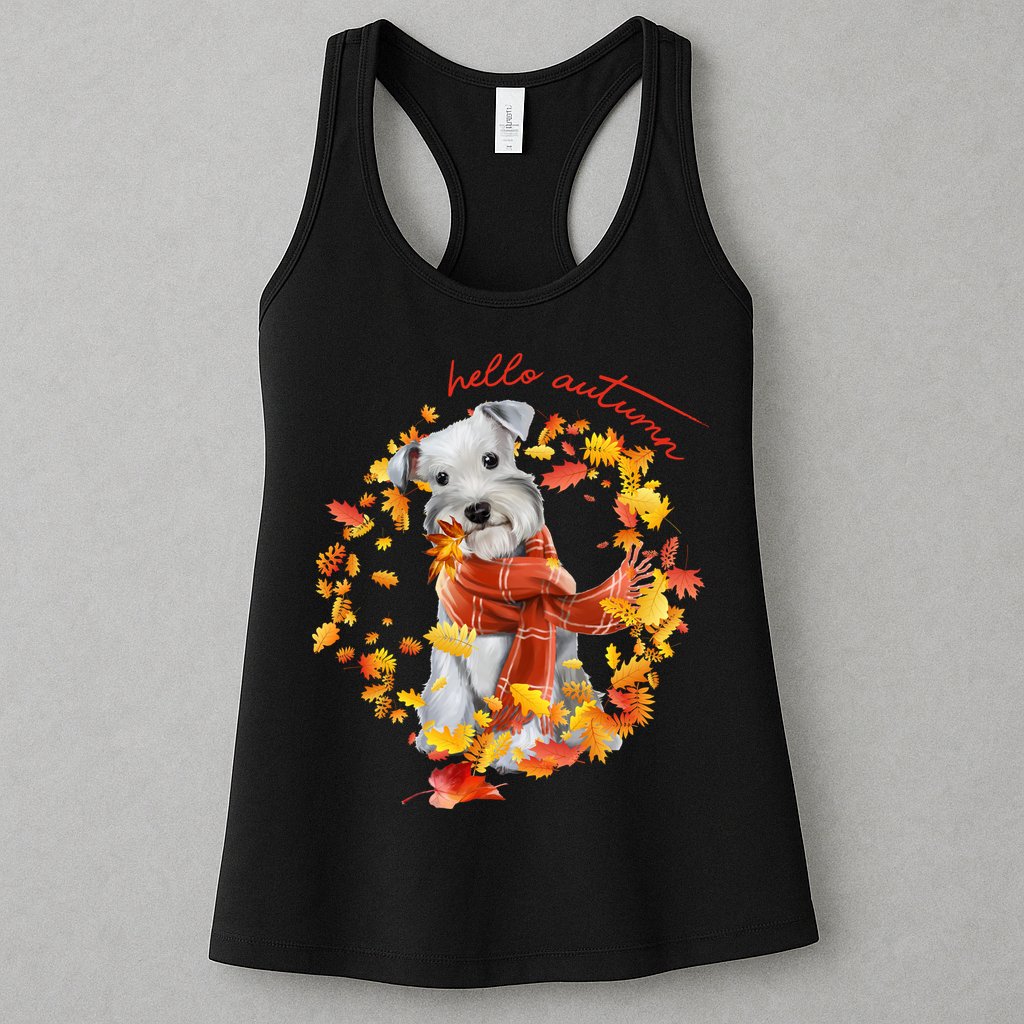 Hello Autumn Cute Dog Womens Tank Top