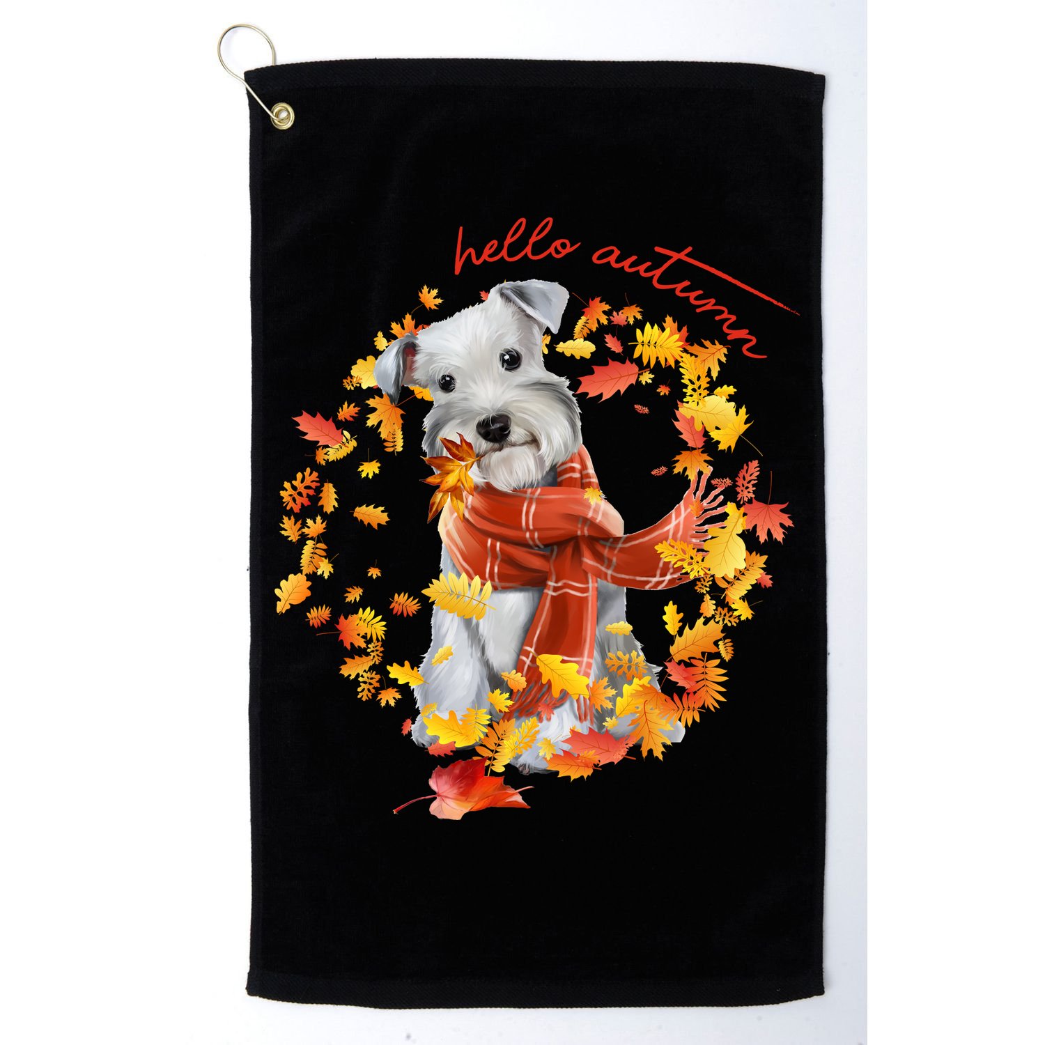 Hello Autumn Cute Dog Golf Towel