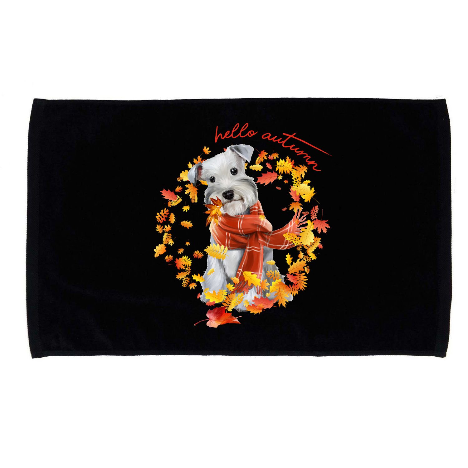 Hello Autumn Cute Dog Microfiber Hand Towel