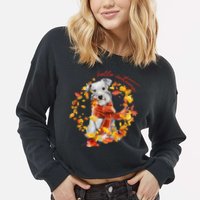 Hello Autumn Cute Dog Cropped Pullover Crew