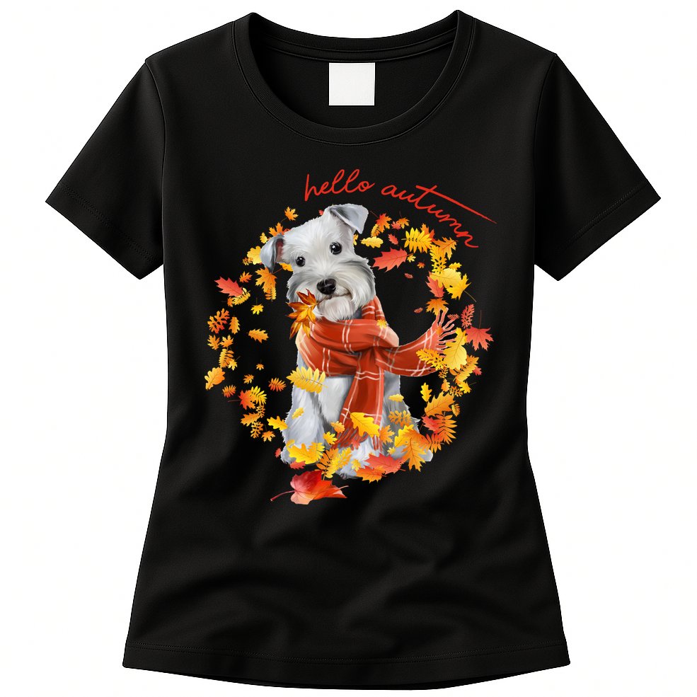 Hello Autumn Cute Dog Womens T-Shirt