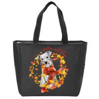 Hello Autumn Cute Dog Zip Tote Bag