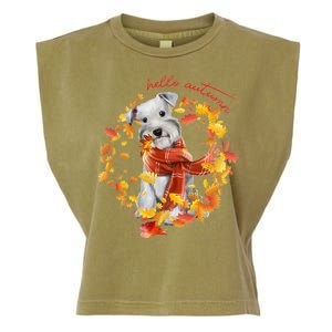 Hello Autumn Cute Dog Garment-Dyed Women's Muscle Tee