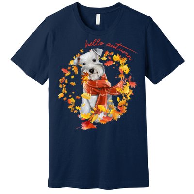 Hello Autumn Cute Dog Premium T-Shirt