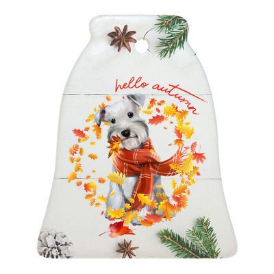 Hello Autumn Cute Dog Ceramic Bell Ornament