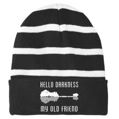 Hello Darkness My Old Friend Striped Beanie with Solid Band