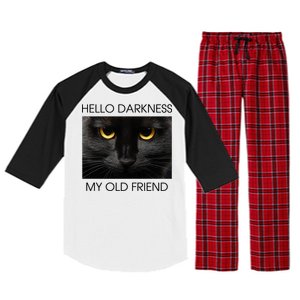 Hello Darkness My Old Friend Cat Raglan Sleeve Pajama Set