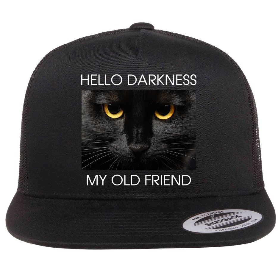 Hello Darkness My Old Friend Cat Flat Bill Trucker Hat