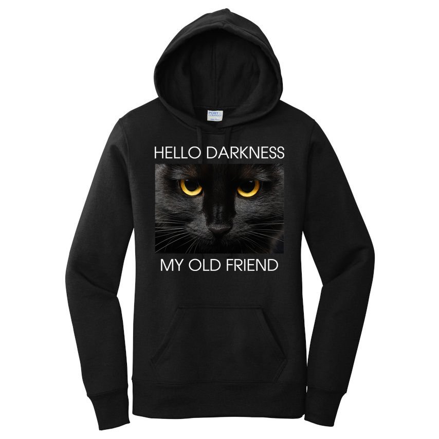 Hello Darkness My Old Friend Cat Women's Pullover Hoodie