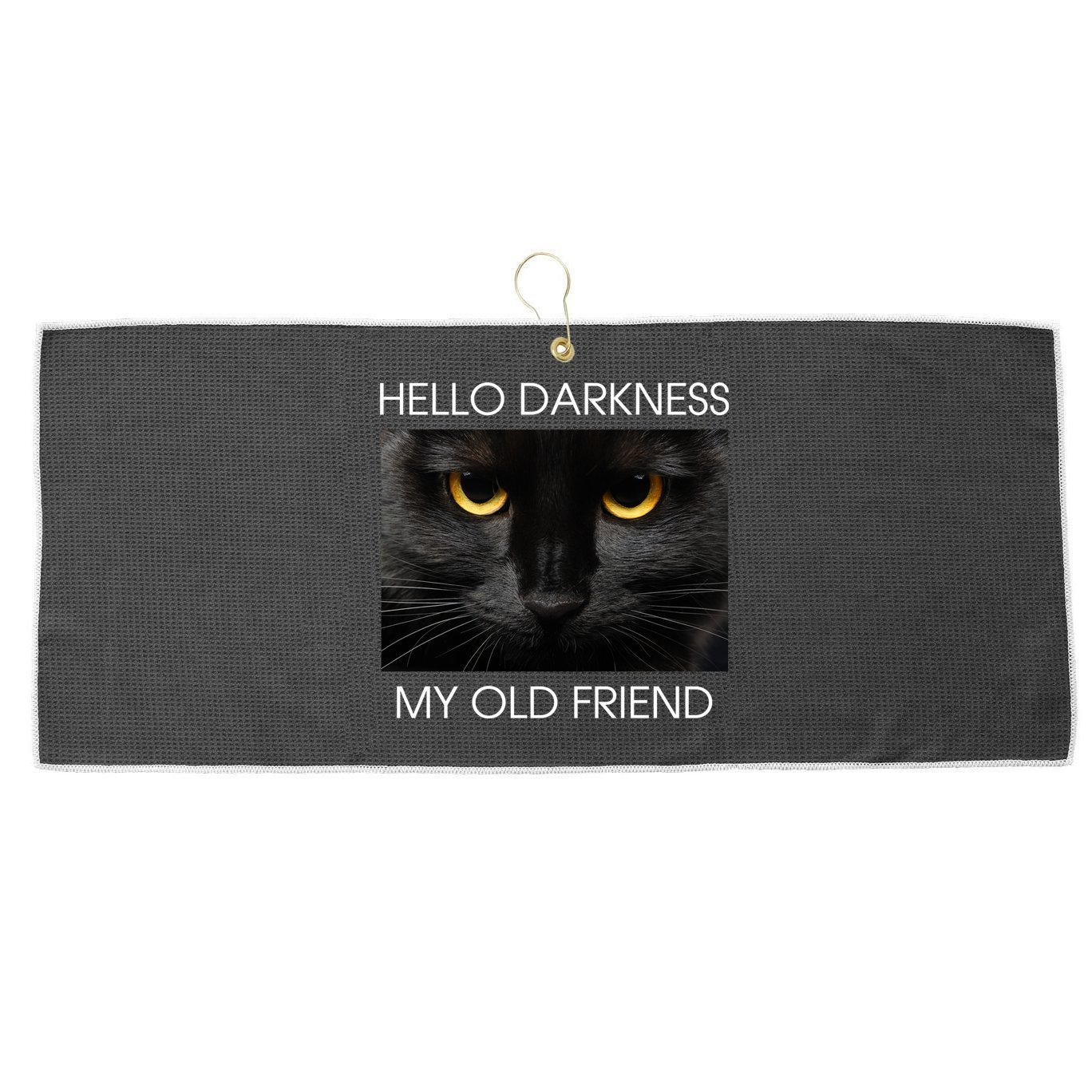 Hello Darkness My Old Friend Cat Large Microfiber Waffle Golf Towel