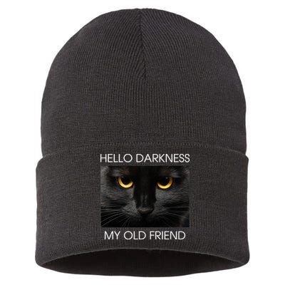 Hello Darkness My Old Friend Cat Sustainable Knit Beanie