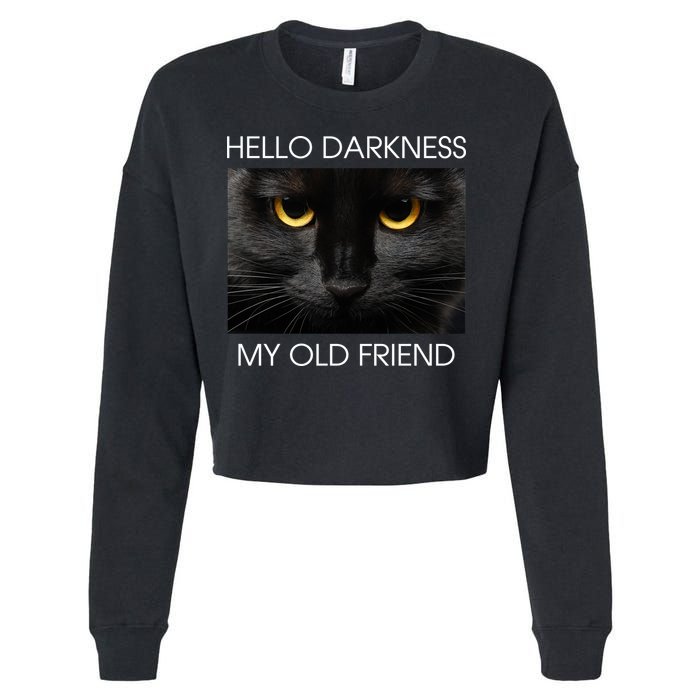 Hello Darkness My Old Friend Cat Cropped Pullover Crew