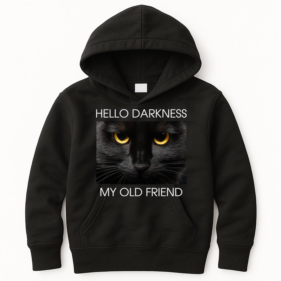 Hello Darkness My Old Friend Cat Kids Hoodie