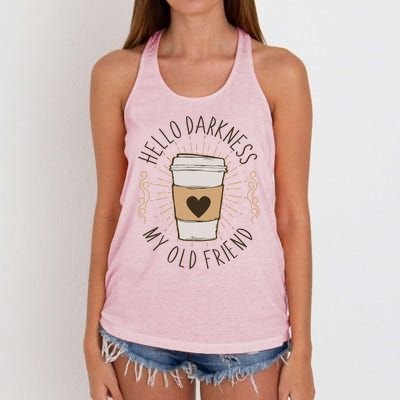 Hello Darkness My Old Friend Coffee Lover Women's Knotted Racerback Tank