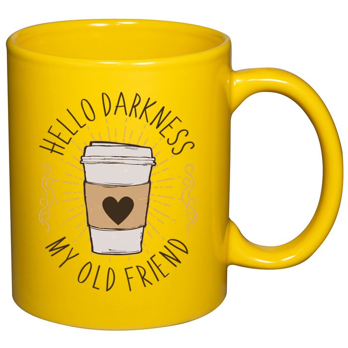 Hello Darkness My Old Friend Coffee Lover 11oz C Handle Ceramic Mug