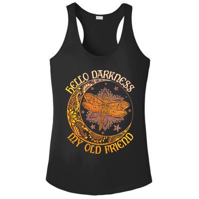 Hello Darkness My Old Friend Dragonfly Moon Ladies PosiCharge Competitor Racerback Tank