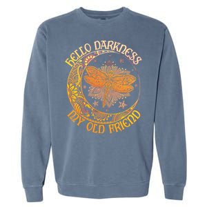 Hello Darkness My Old Friend Dragonfly Moon Garment-Dyed Sweatshirt