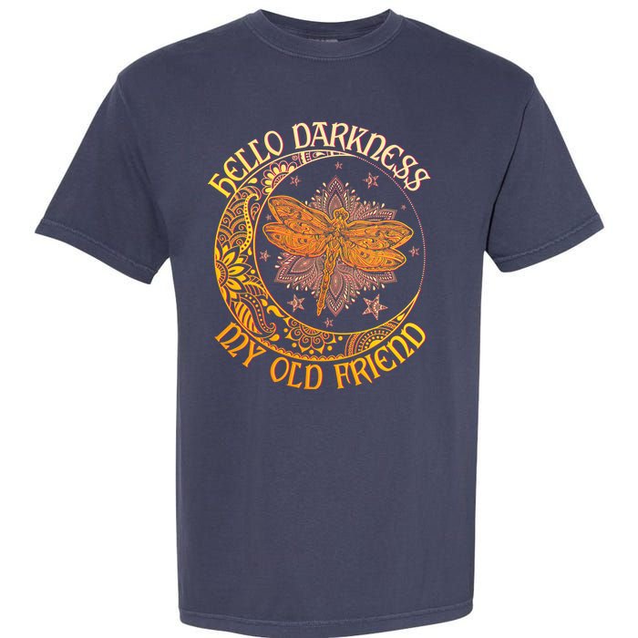 Hello Darkness My Old Friend Dragonfly Moon Garment-Dyed Heavyweight T-Shirt