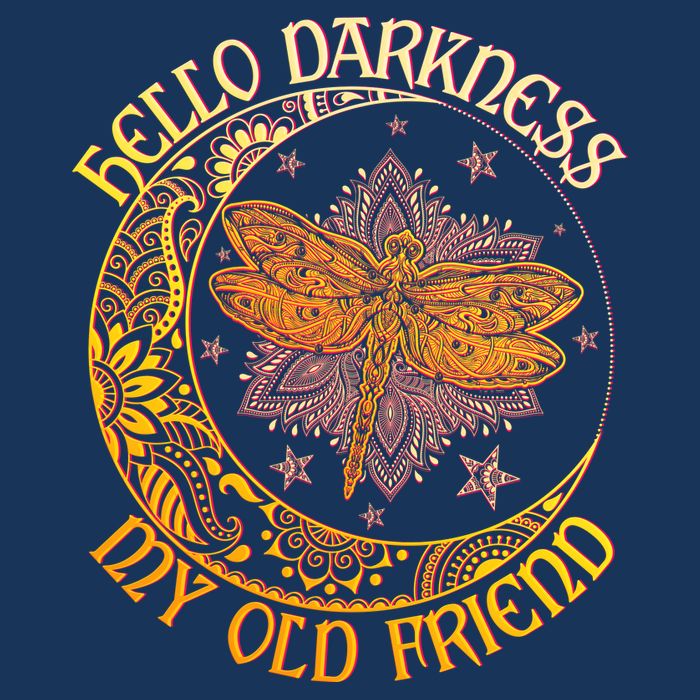 Hello Darkness My Old Friend Dragonfly Moon 7-Panel Snapback Hat
