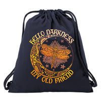 Hello Darkness My Old Friend Dragonfly Moon Drawstring Bag