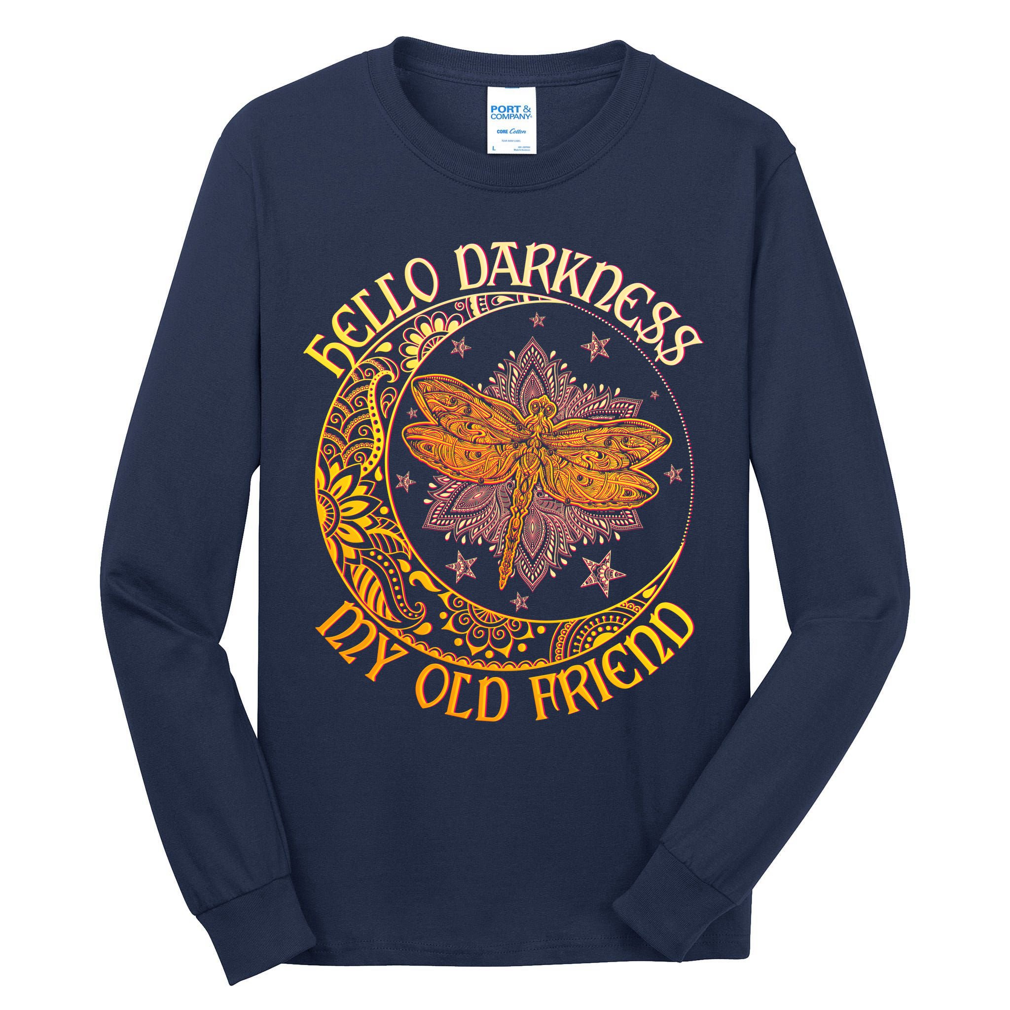 Hello Darkness My Old Friend Dragonfly Moon Tall Long Sleeve T-Shirt