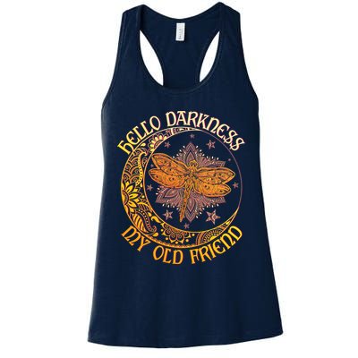 Hello Darkness My Old Friend Dragonfly Moon Womens Tank Top