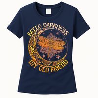 Hello Darkness My Old Friend Dragonfly Moon Womens T-Shirt
