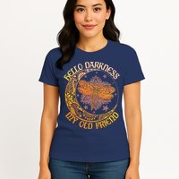 Hello Darkness My Old Friend Dragonfly Moon Womens T-Shirt