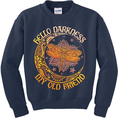 Hello Darkness My Old Friend Dragonfly Moon Kids Sweatshirt