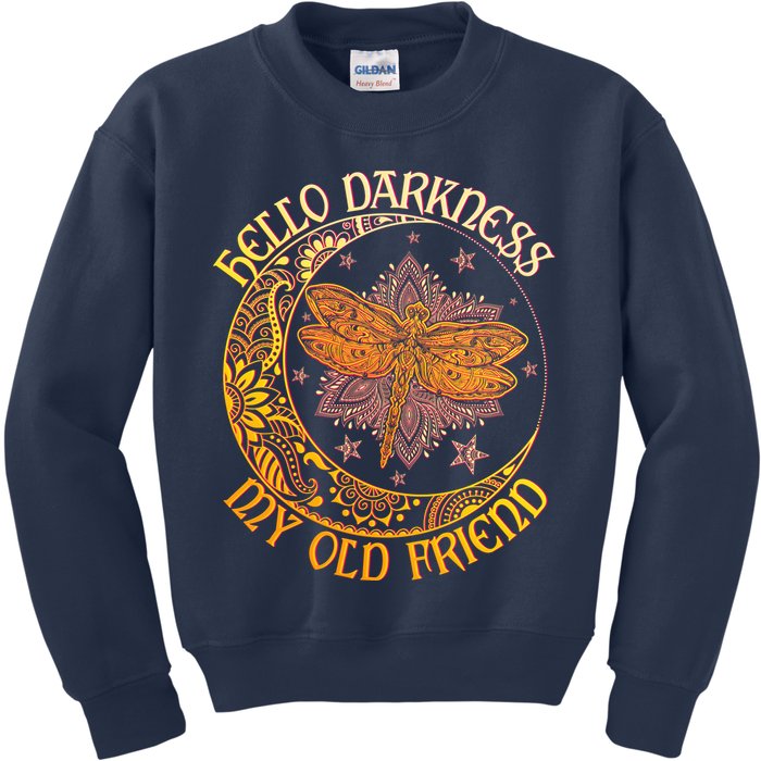 Hello Darkness My Old Friend Dragonfly Moon Kids Sweatshirt