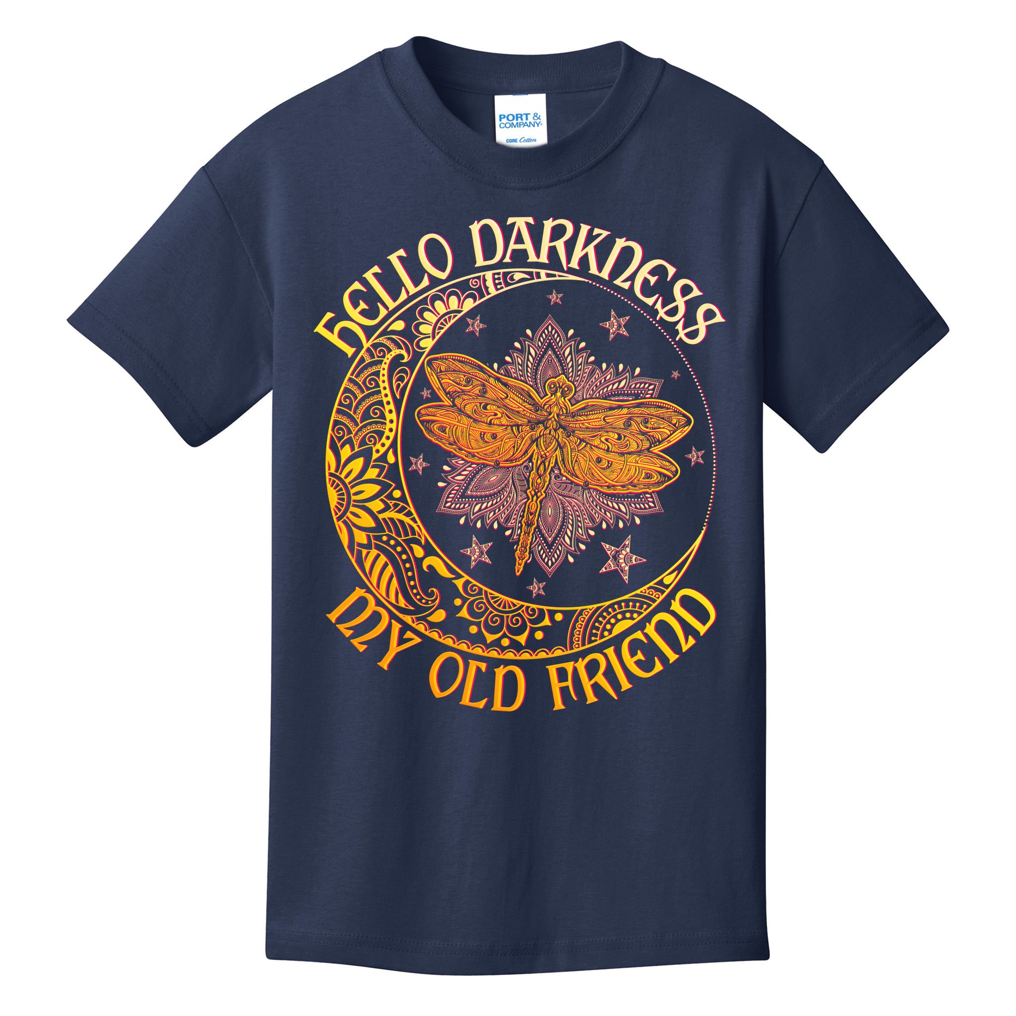 Hello Darkness My Old Friend Dragonfly Moon Kids T-Shirt