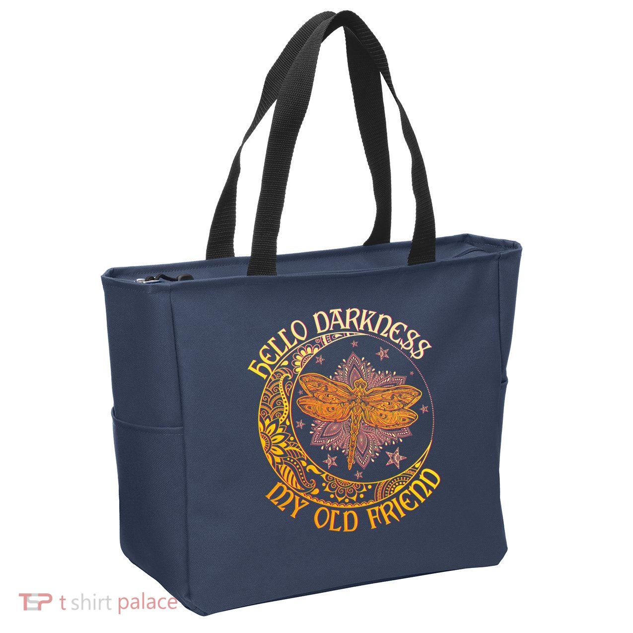 Hello Darkness My Old Friend Dragonfly Moon Zip Tote Bag