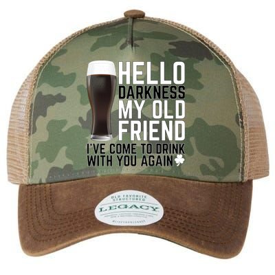 Hello Darkness My Old Friend Funny Drinking Legacy Tie Dye Trucker Hat