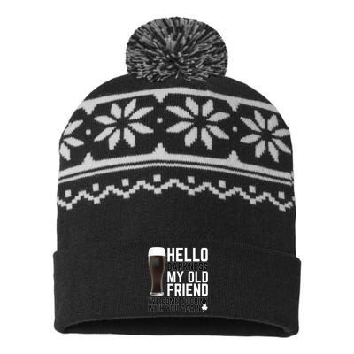 Hello Darkness My Old Friend Funny Drinking USA-Made Snowflake Beanie