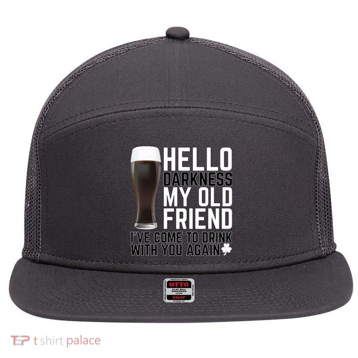 Hello Darkness My Old Friend Funny Drinking 7 Panel Mesh Trucker Snapback Hat