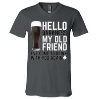 Hello Darkness My Old Friend Funny Drinking V-Neck T-Shirt